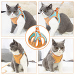 Qpets Cat Harness with 1.5m Leash featuring Adjustable Breathable Vest and Reflective Strip for Small Cats | Orange 3PCS