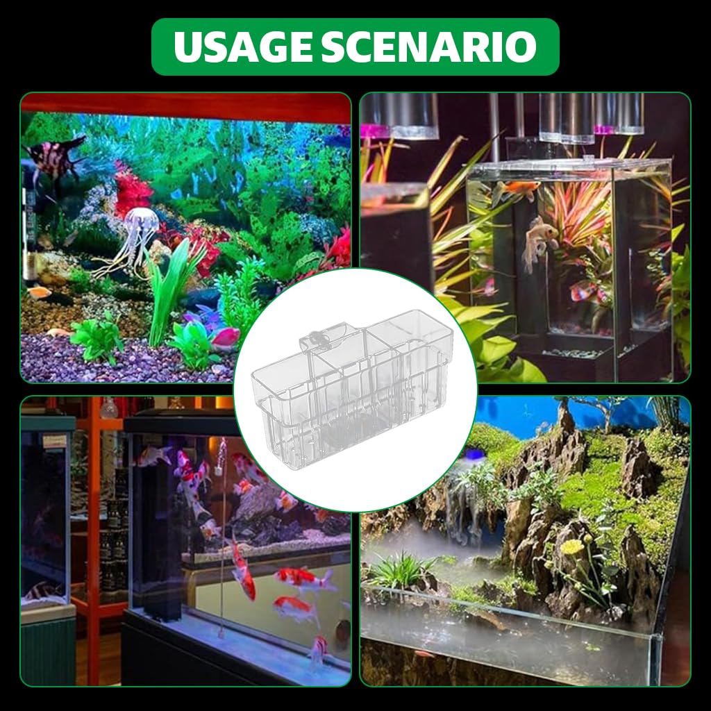 Qpets Aquarium Plant Basket for Fish Tank with Draining Holes 3 Compartment Acrylic 2PCS