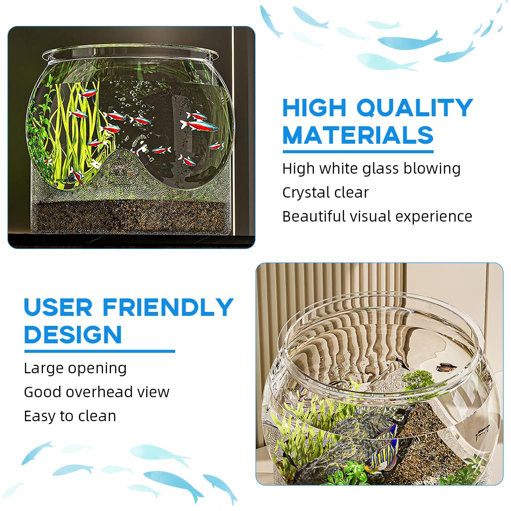 Qpets Betta Fish Aquarium Tank for Home or Office Décor with 12.5cm Round Bowl | PET Material and Decorative Stand