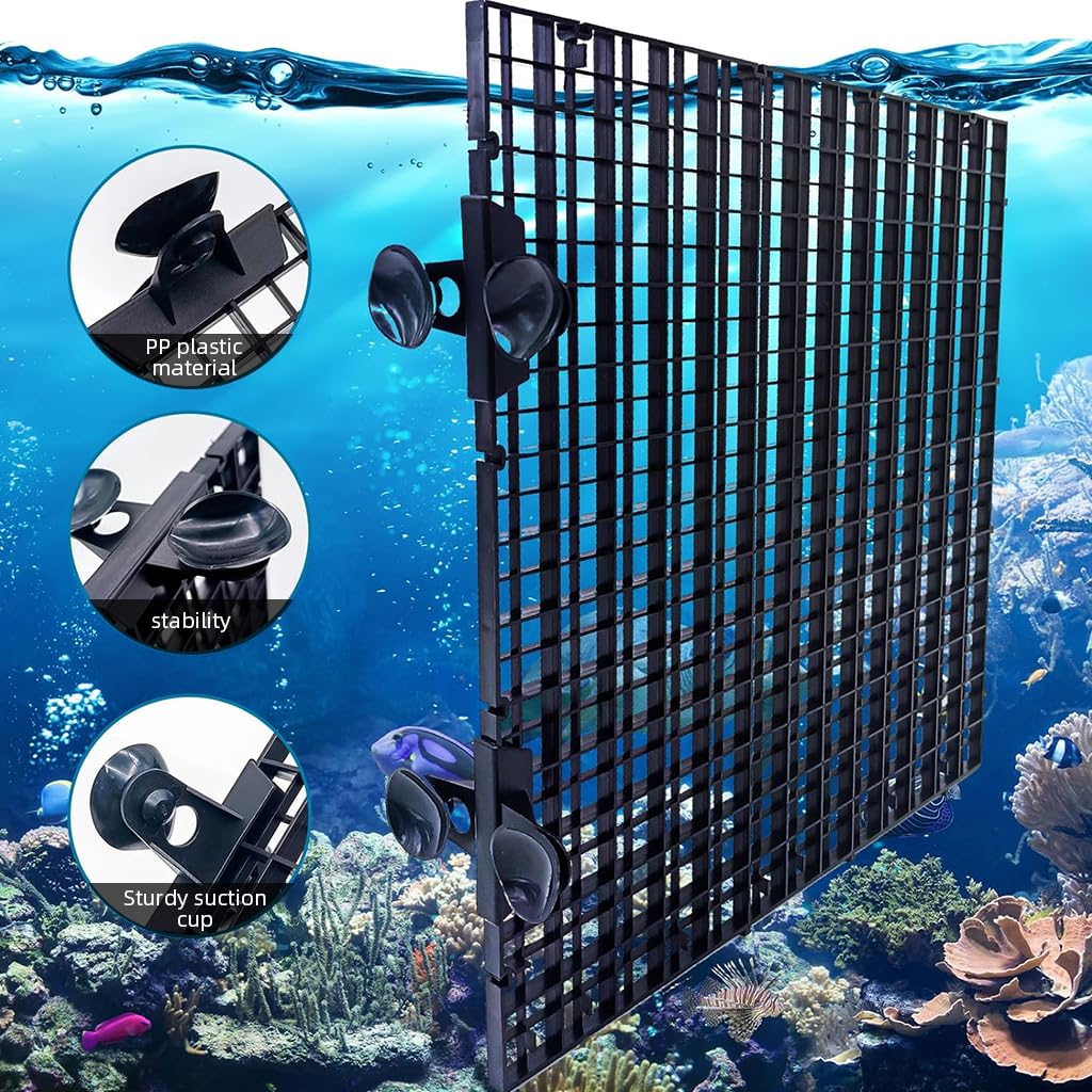 Qpets Fish Tank Divider Kit for Aquariums with Mesh Screen and Suction Cups 12PCS 30x30cm