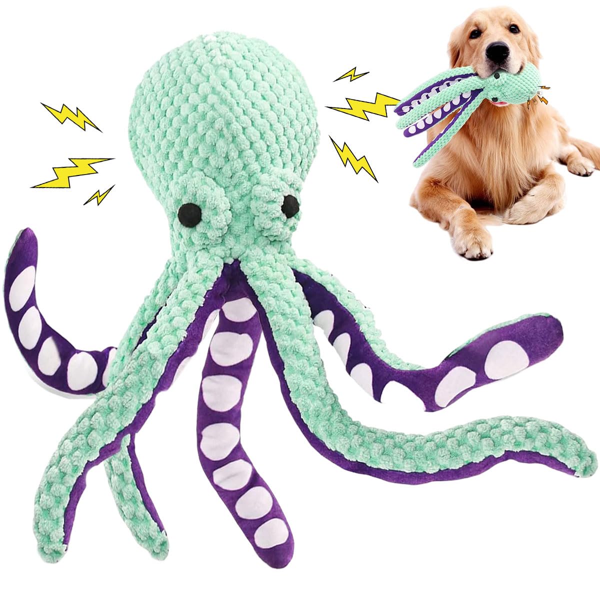 Qpets Interactive Dog Toy for Fetch and Playtime featuring Squeaky Plush Octopus | Soft Comfort for Dogs