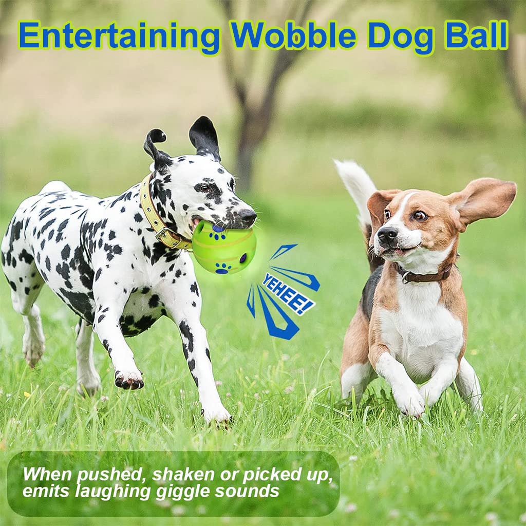 Qpets® Dog Toy Balls 5.5 Inch Chasing Chew Interactive Pet Fun Bouncing Giggle PVC Molar Funny Chewing for Medium Large Dogs 3 PCS