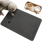 Qpets Pet Food and Water Bowl Mat for Mess Free Feeding with Anti Slip Base 40x60cm | Diatom Mud Water Absorbent Grey Design