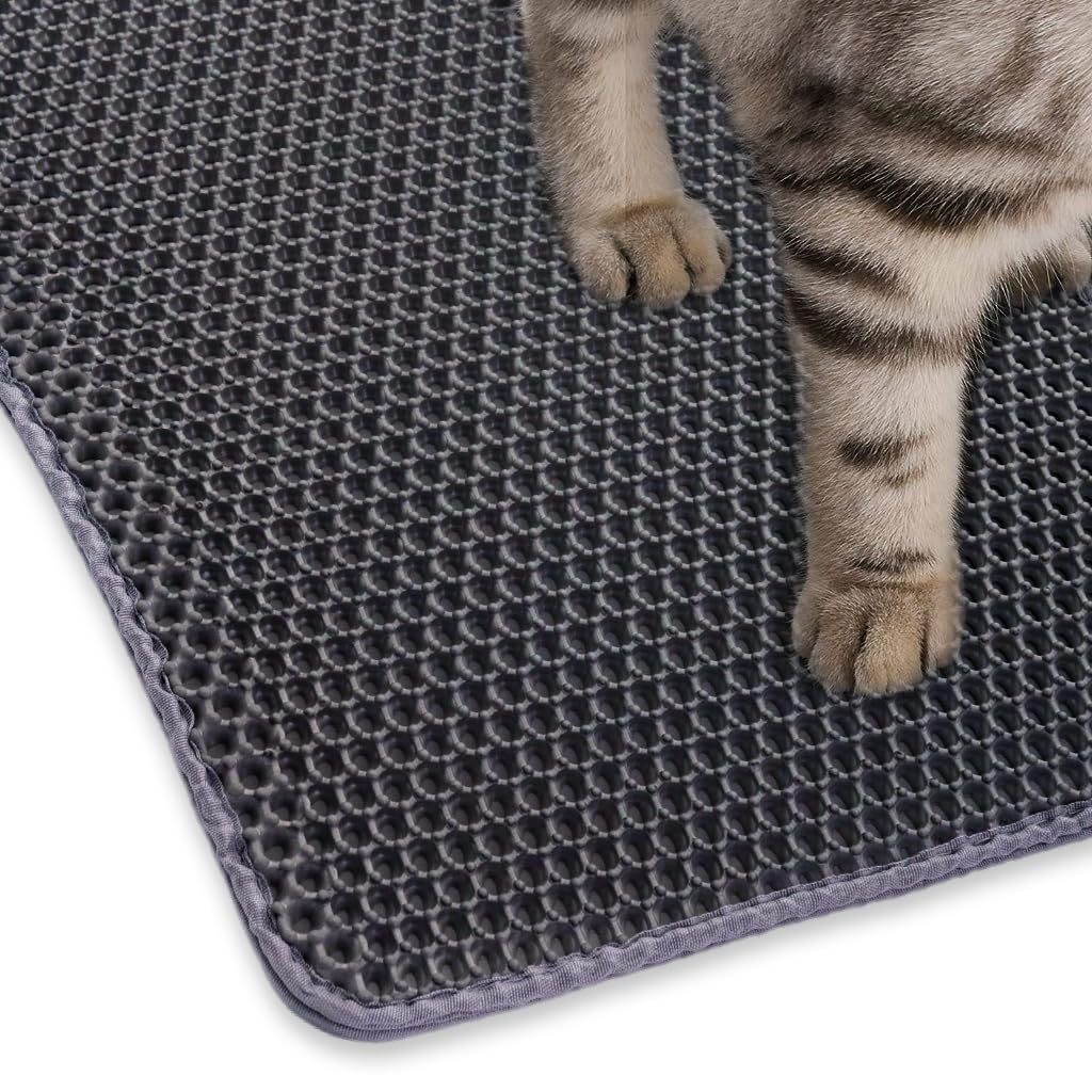 Qpets Cat Litter Mat for Hooded and Self Cleaning Boxes with Double Layer Honeycomb Design | 15.7 x 23.6 in Soft EVA Foam