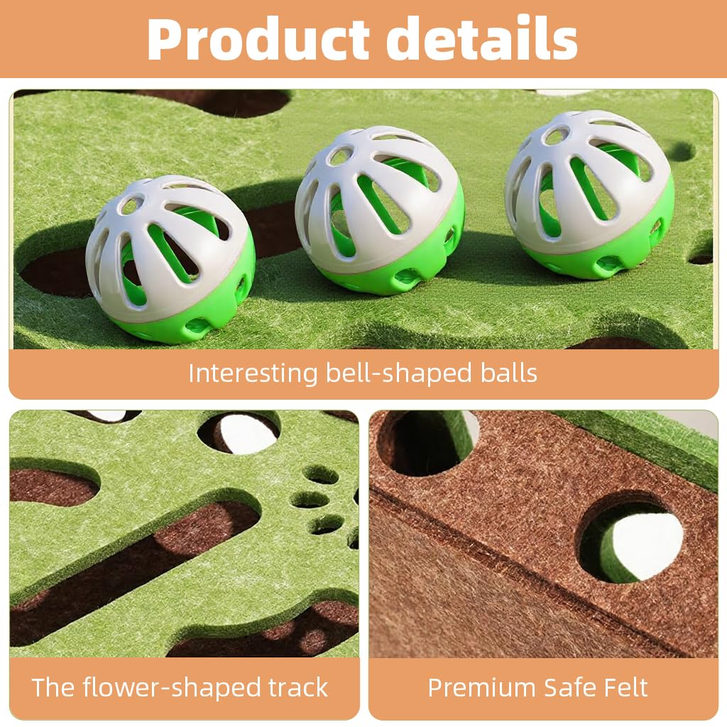 Qpets Cat Turntable Toy for Interactive Play with 3 Layer Track and Feather Teaser | Treat Dispenser and ABS Construction