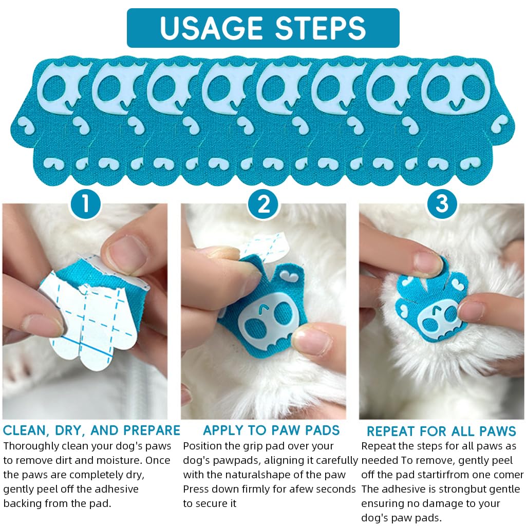 Qpets Dog Paw Protector Pads for Walking with Silicone Nubs 8Pack 63x58mm | Self Adhesive