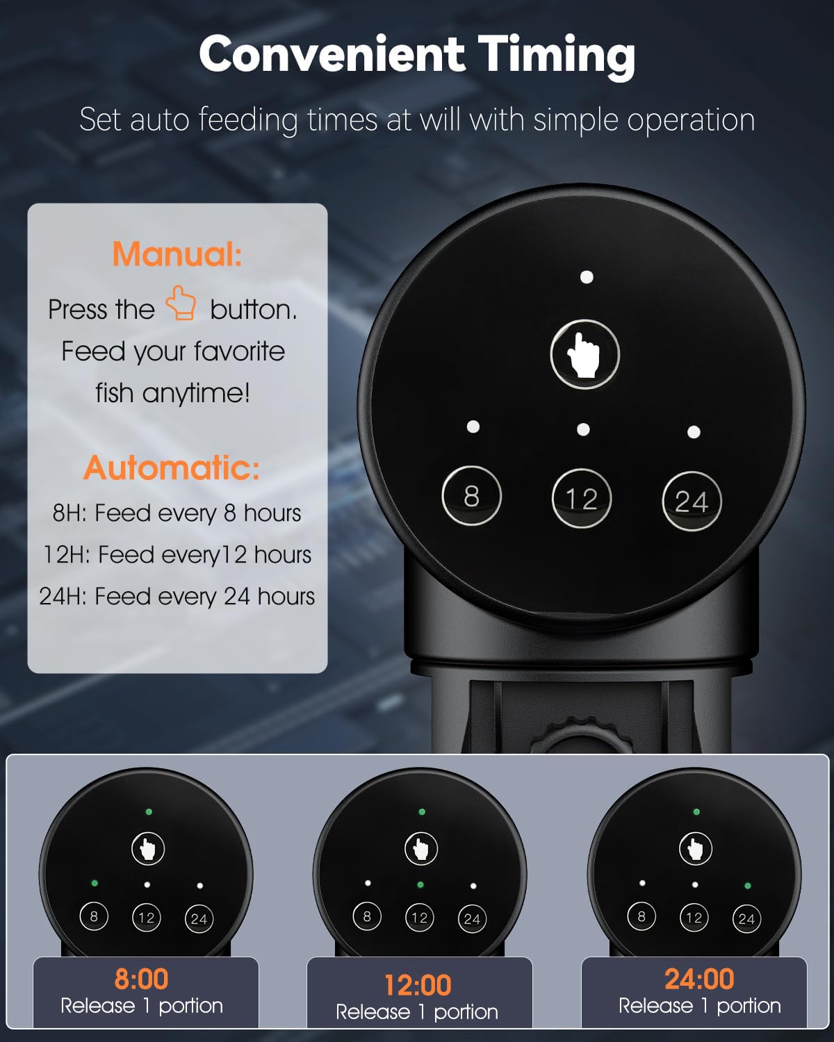 Qpets Automatic Fish Feeder for Aquariums with 200ml Capacity and Moisture Proof Lid | Adjustable Feeding Timer