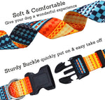 Qpets Dog Collar for Small Medium and Large Breeds with Safety Buckle & D Ring | 3 PCS Adjustable Nylon Patterned Set Size L 40 60cm