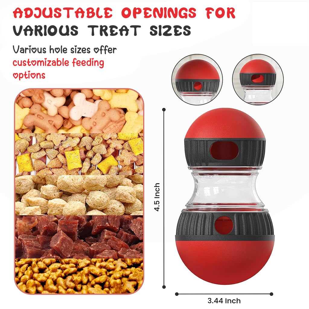 Qpets Dog Treats Dispenser for Slow Feeding with Dual Rotatable Openings and Food‑Grade PP ABS