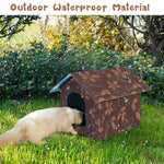 Qpets® Cat House, Pet Hut Indoor Outdoor Hide Cave with Detachable Roof Waterproof Cat House DIY Assembly Foldable Pet House Padded Warm Cat House Play House Winter Pet House, 45x43x40cm