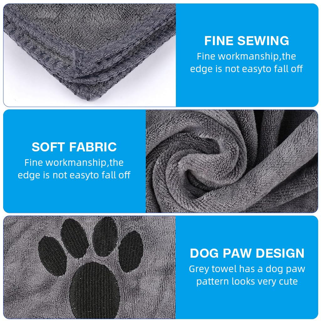 Qpets Dog Bath Towel for Cats and Dogs featuring Cute Paw Print | Ultra Absorbent Microfiber 50x100 cm