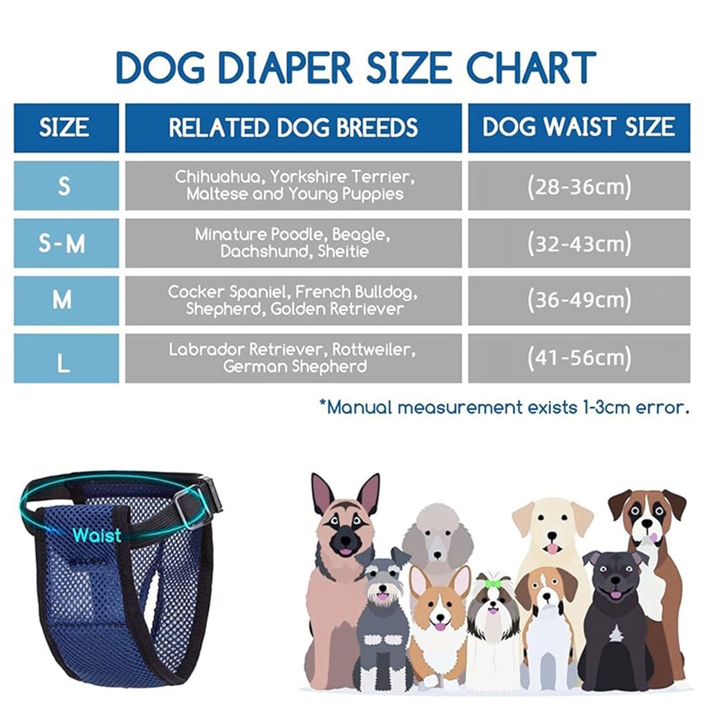 Qpets® Pet Use Breathable Reusable Dog Diapers Female with 3 Absorbption Cotton Pad Comfort Doggy for Puppy L Recommended Waist 15.7-19.2 3 PCS