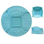 Qpets® Silicone Dog Slow Feeder, 22cm Dia Silicone Slow Feeding Dog Food Plate Puzzle Feeding Pad with 6 Maze Patterns, Variable Folding Maze Licking Bowl for Wet Food, Treats, Dry Flakes