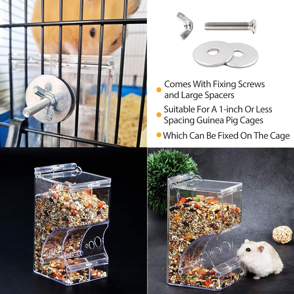 Qpets Small Pet Feeder with 300ml Capacity featuring Screw Kits and Clear Acrylic Design for Hamsters