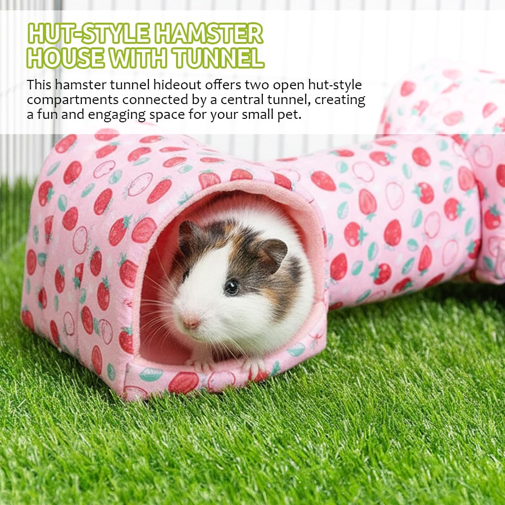 Qpets Hamster House for Play and Rest with Central Tunnel 51x17x19cm Soft Cotton Hideout