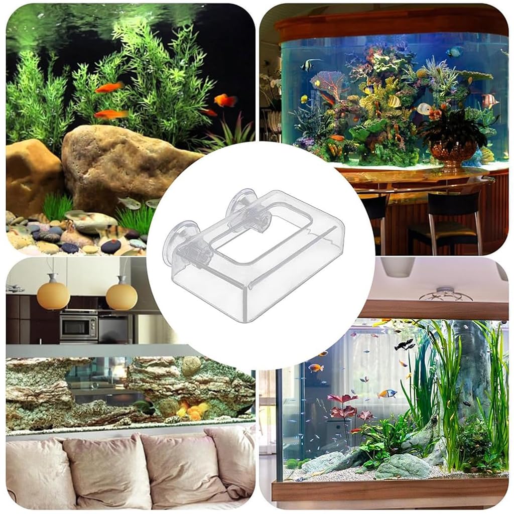 Qpets Floating Fish Feeding Ring for Aquariums with Suction Cup and Clear Acrylic Frame | Reduces Waste