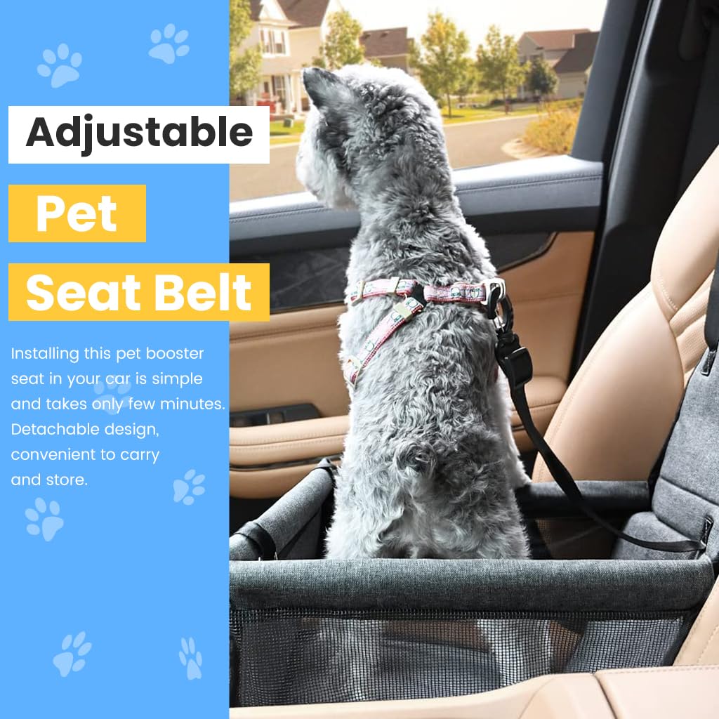 Qpets Dog Car Seat for Travel with Harness Straps and Waterproof Pad 15.75×13.38×9.8 in | Fits Small Pets