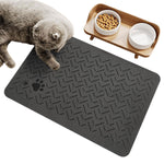 Qpets Pet Food Water Bowl Mat for Mess Free Feeding featuring Anti Slip Base and 40x60cm Diatom Mud Surface | Neutral Grey Design