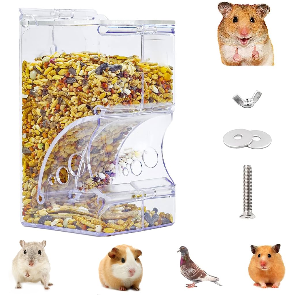 Qpets Small Pet Feeder with 300ml Capacity featuring Screw Kits and Clear Acrylic Design for Hamsters