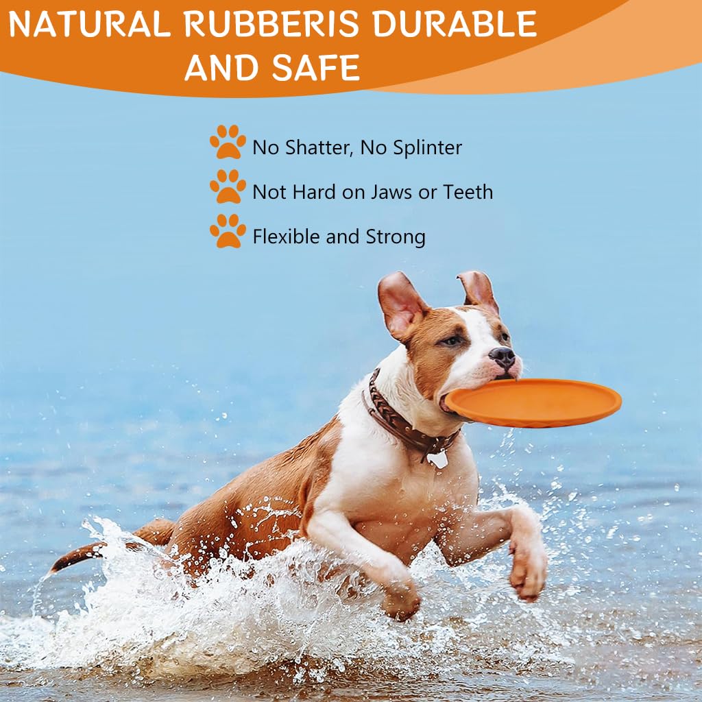 Qpets Dog Toys for Interactive Fetch with 7.2 in Flying Disc featuring Aerodynamic TPR Rubber | Bright Orange Floating Toy for All Breeds