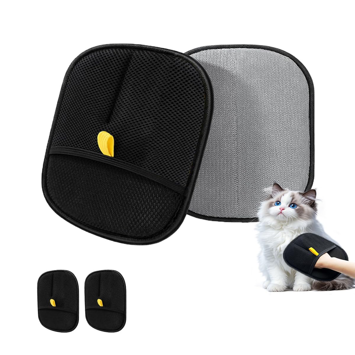 Qpets Pet Hair Removal Gloves for Dogs and Cats with Static-Enhanced Design | 2pcs 23.5x18cm Reusable Grooming Mitt
