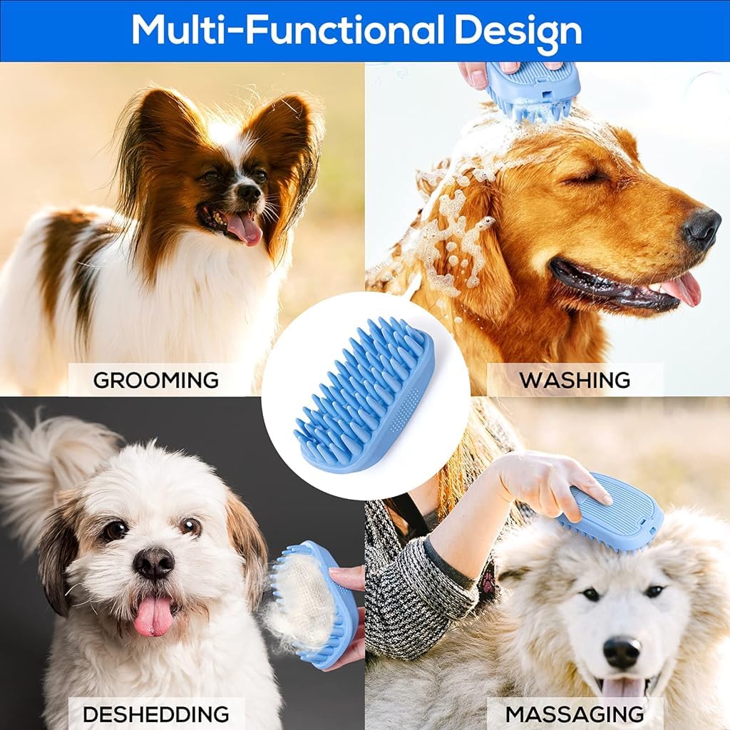 Dog Brush for Bathing, Pet Massage Brush Puppy Grooming Brush Soft Bathing and Shedding for Dogs and Cats, Dog Bath Brush Cat Cleaning Brush Pet Comb