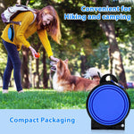 Qpets Dog Bowl for Travel and Hiking featuring 2 in 1 Bifold Design with Carabiner | Food Grade Silicone