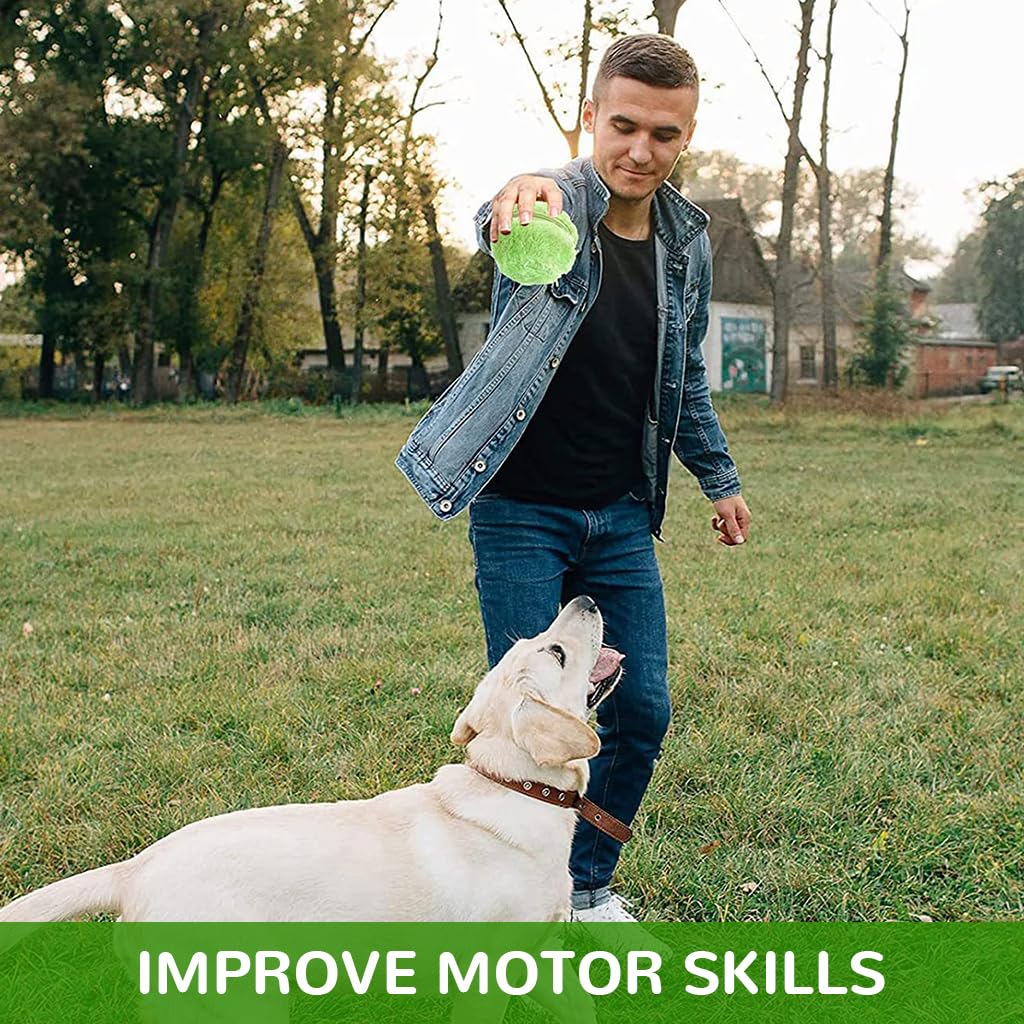 Qpets Dog Ball Toy for Interactive Play featuring Zip-up Plush Cover and 3.94cm Design | Battery Operated Fun for Dogs and Cats