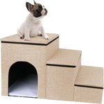 Qpets Pet Stairs for Small Dogs and Cats with Hidden Storage and Cozy Nap Spot | Easy Assembly