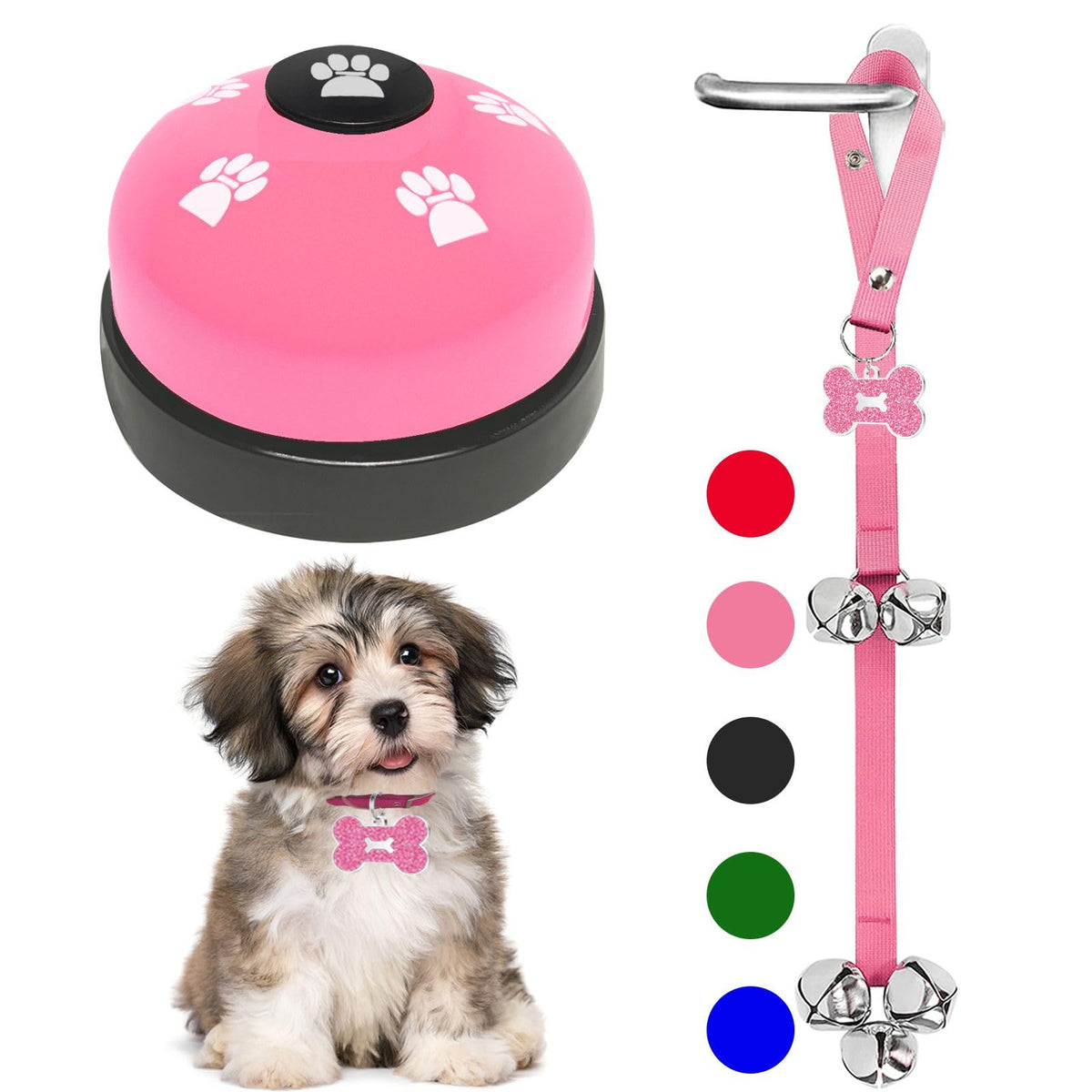 Qpets® Dog Door Bell, Dog Training Bell for Potty Training, Going Out, Simple Instruction Dog Training Bell for Behavior Training & Communication Door Hanging Bell for Puppies, Adult Dog