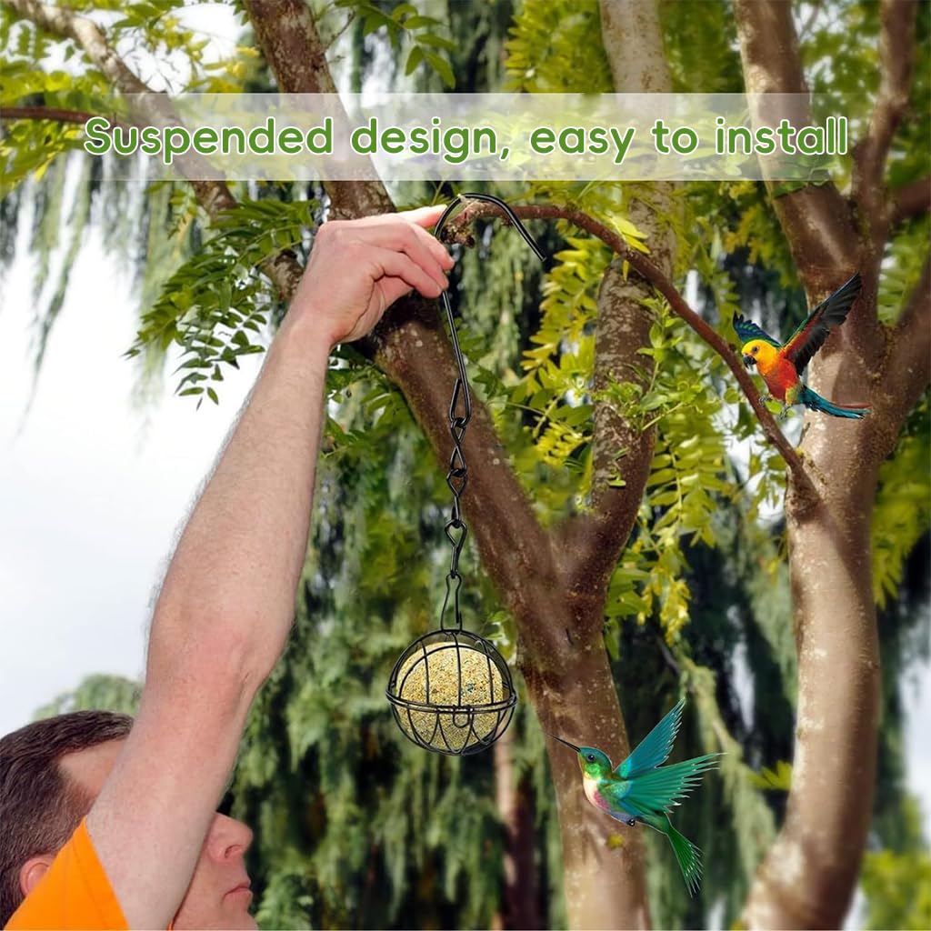 Qpets Metal Wire Bird Feeder for Suet Balls and Nuts featuring 2.76 in Ball Shape | Ideal for Garden and Balcony