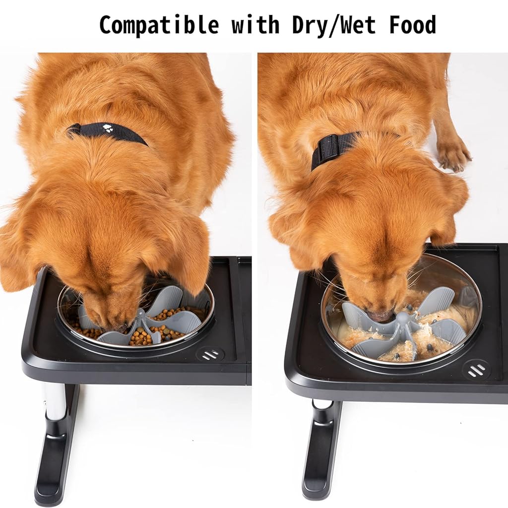 Qpets® Cat and Dog Feeder Slow Healthy Pet Bowl Silicone Spiral Feeding Wet Dry Separation Aiding Digestion with Suction Cups Compatible with 5.5-8.5 Inch Bowls 3PCS