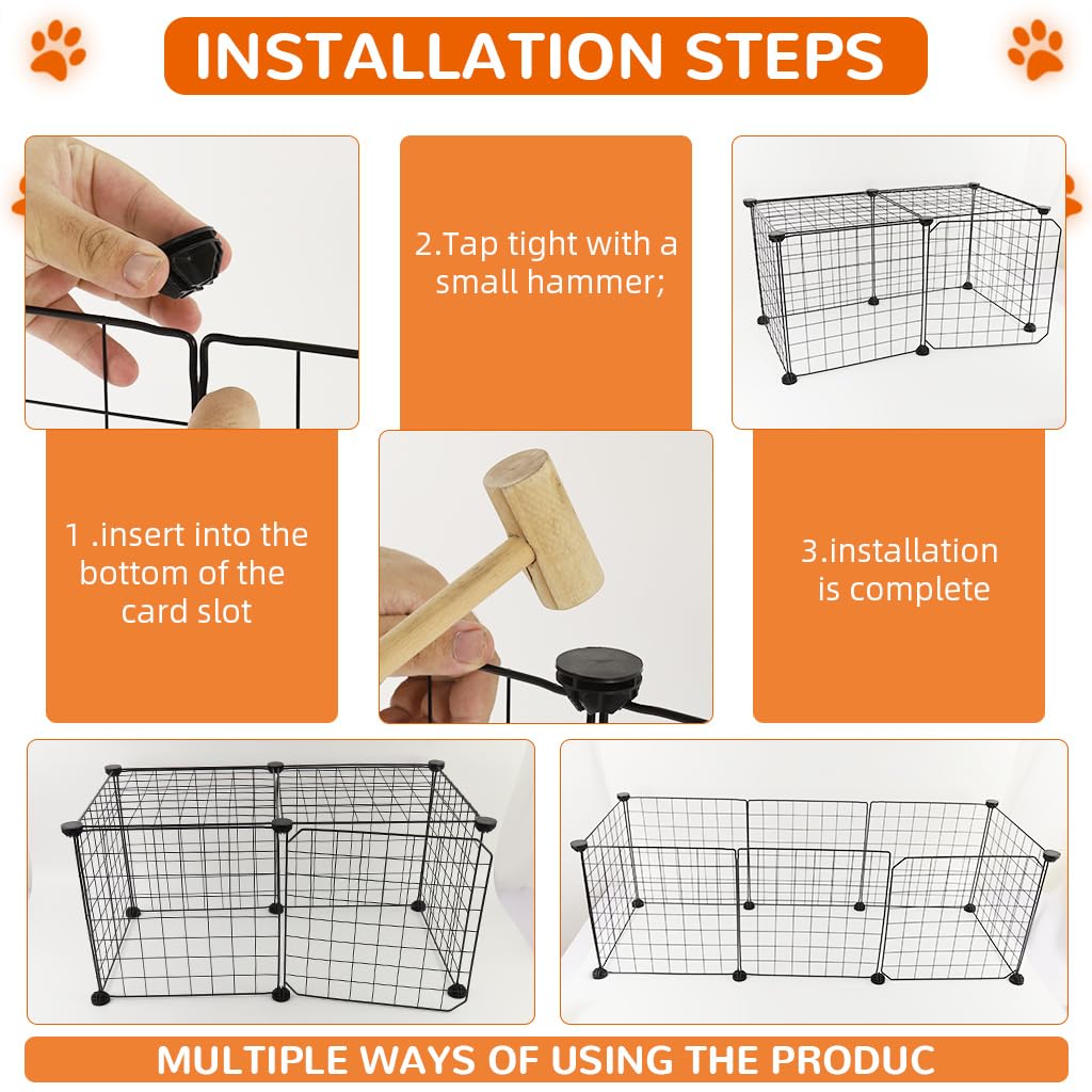 Qpets DIY Assembly Dog House with 7 Wire Panels and Door Panel for Indoor Pets | Metal Cage Kit 37×37 cm