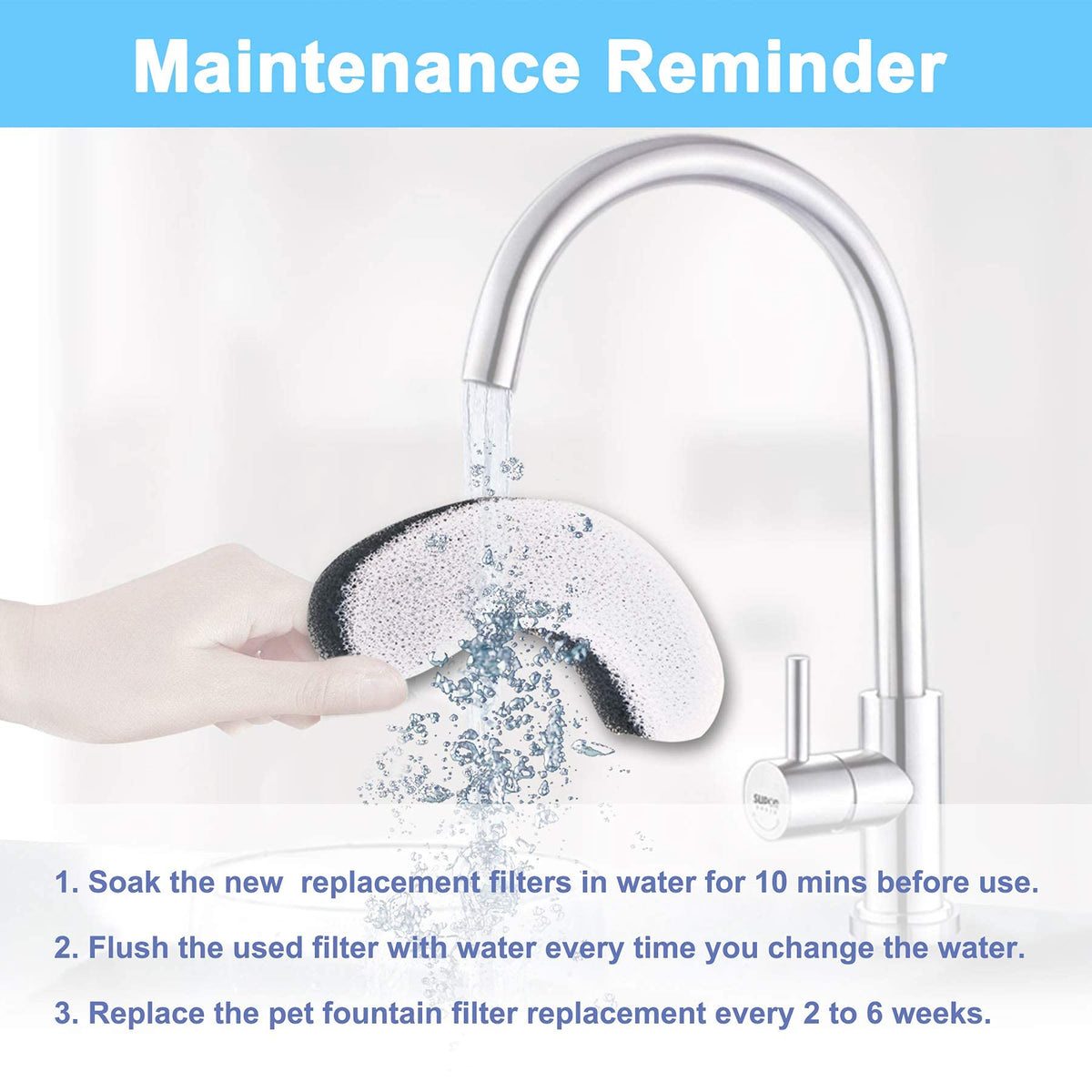 Qpets Cat Water Fountain Filter Replacement 8pcs with Triple Filtration System | Activated Carbon Layers for Clean Pet Drinking Water