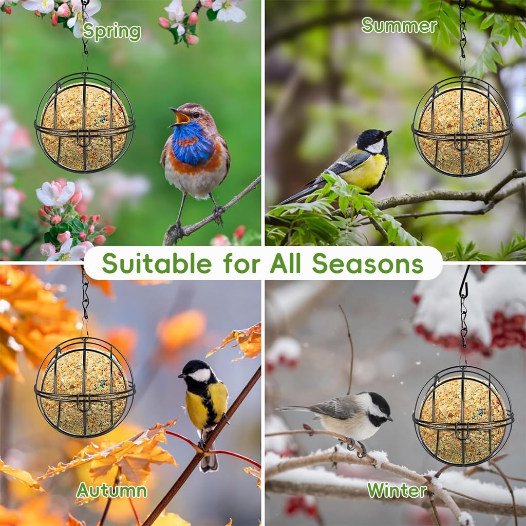 Qpets Metal Wire Bird Feeder for Suet Balls and Nuts featuring 2.76 in Ball Shape | Ideal for Garden and Balcony