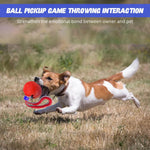 Qpets Dog Chew Toy Ball for Interactive Play with Nylon Braided Loop Handle and TPR Teething Relief
