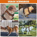 Qpets Dog Harness for Medium Dogs with 59 inch Retractable Leash and Quick Release Buckle | Reflective 2 in 1 Polyester Vest