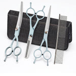 Qpets Pet Grooming Scissors Kit, 3 Stainless Steel Scissors with Comb and Storage Bag