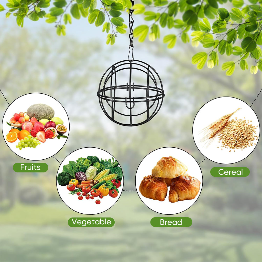 Qpets® Metal Wire Ball-shaped Bird Feeder for Insects & Nuts Suet Balls Hanging Wire Ball-shaped Bird Feeder for Tree, Balcony, Garden