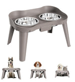 Qpets Elevated Dog Bowl Stand, Size L, Two Stainless Steel Bowls, Drip Tray and Non-Slip Base