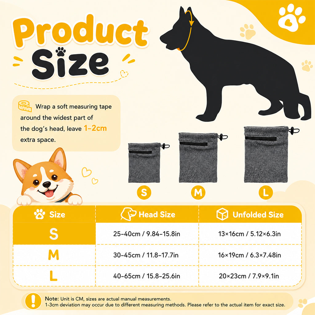 Qpets Dog Ear Hood, Size S, 13 x 16 cm, Adjustable Dual Zippers and Soft Lining