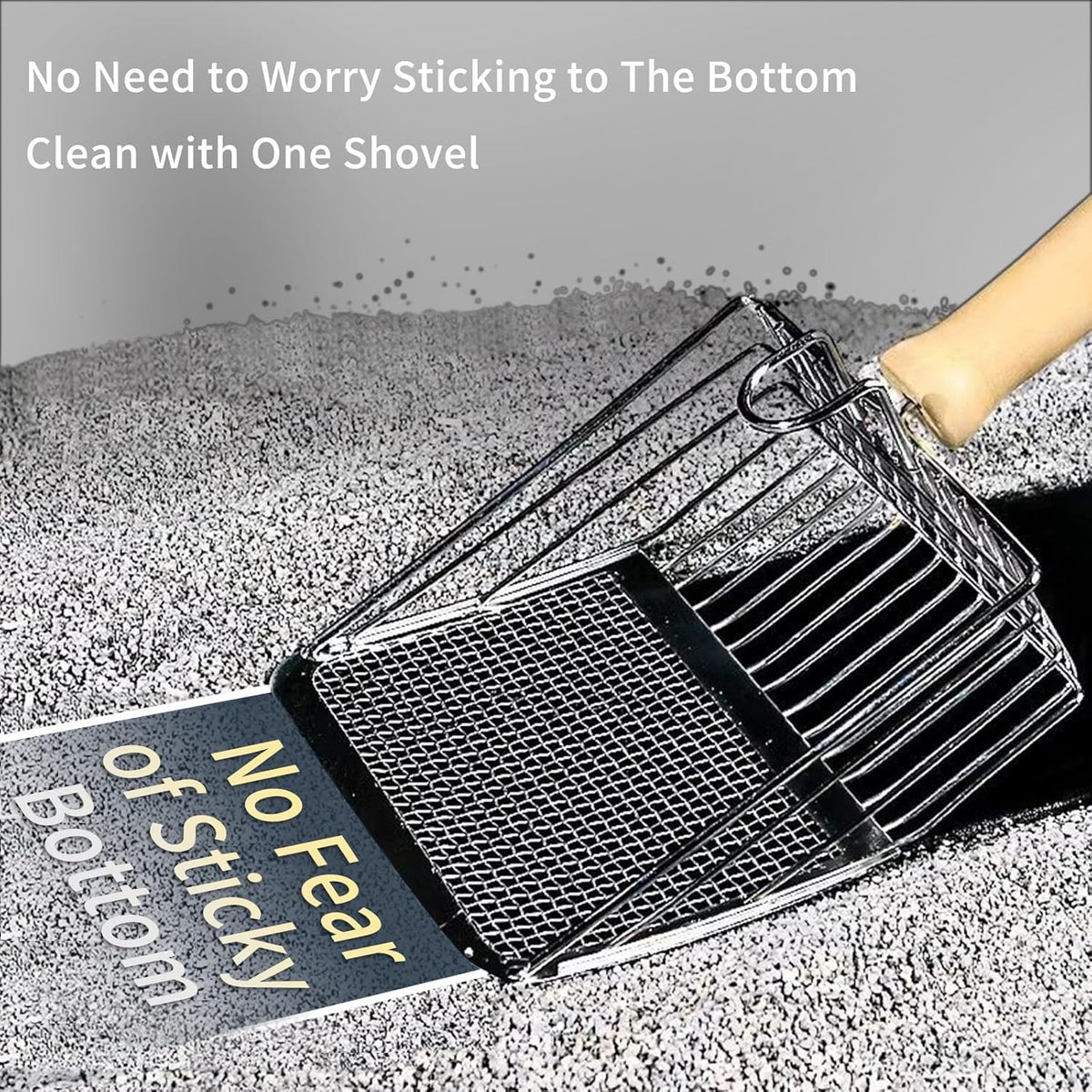 Qpets Cat Litter Scoop for Easy Cleanup with 14cm Ergonomic Handle and Metal Sifter | 2PCS