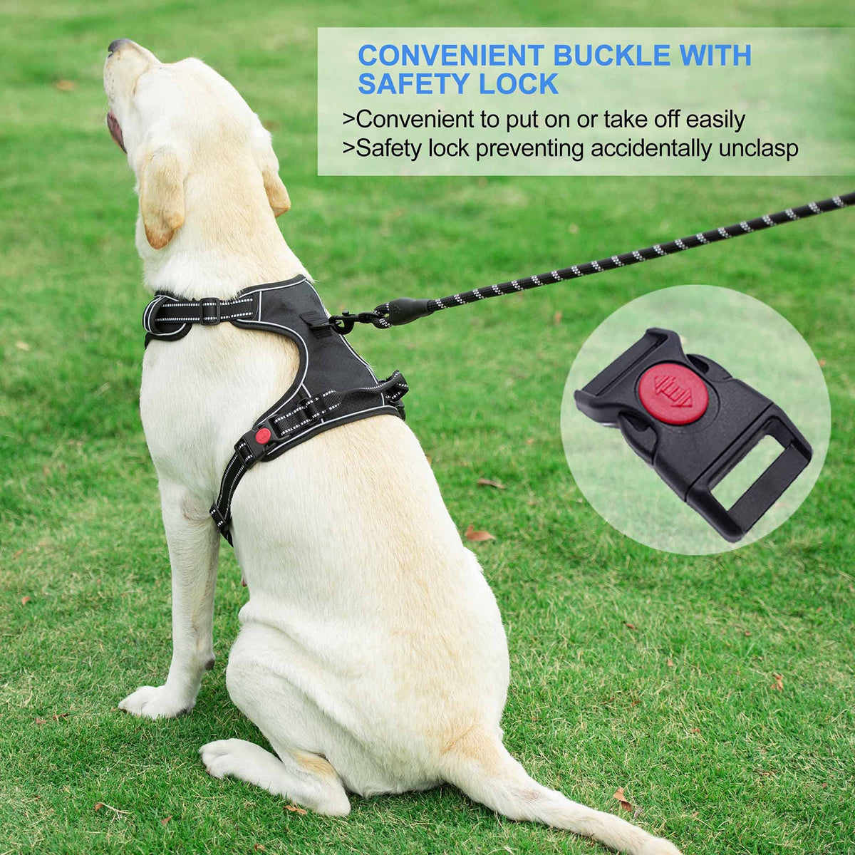 Dog Vest Dog Harness for Large Dog with 1.5m Dog Leash Dog Harness with Pulls Handle for Guide Dog, Large Dog, Adjustable Dog Vest Harness with Quick Release Buckle (Suitable 32.5-50kg)