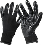 Qpets® Pet Grooming Bathing Gloves with Silicone Nubs, Deshedding & Massage Rubber Mitts Stretchy Pet Brush Gloves for Dogs & Cats, Bath Cleaning, Shedding Control, Fur Removal & Grooming