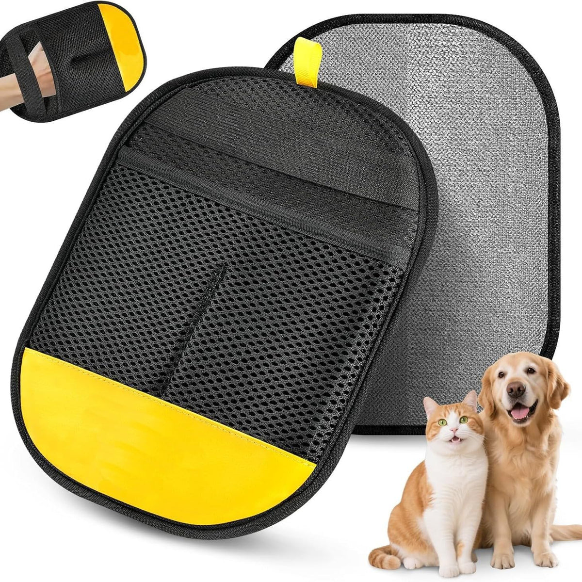 Qpets® Pet Hair Removal Glove Upgraded Reusable Electrostatic Mitt for Dogs Cats Furniture Clothing Carpet