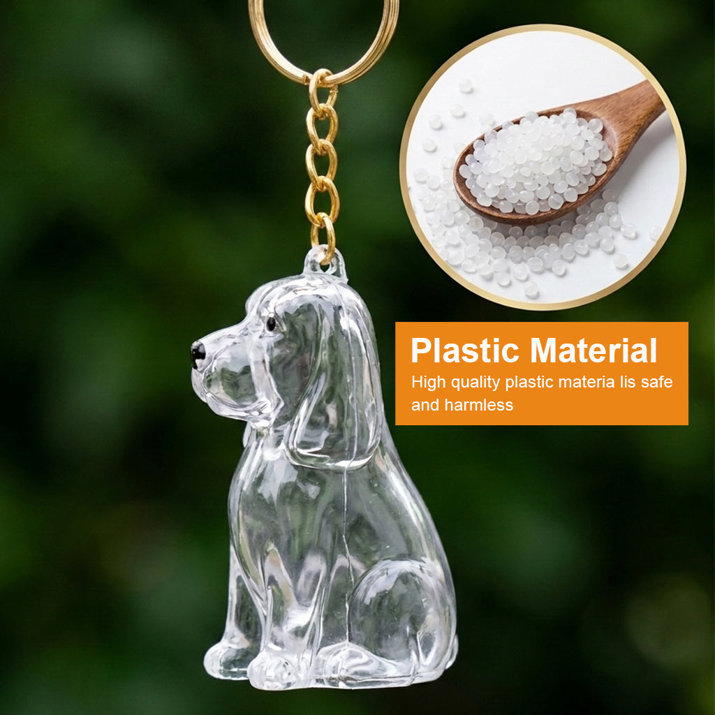 Qpets Dog Fur Keepsake Pendant in Clear Plastic with Secure Metal Ring Clasp for Daily Carry