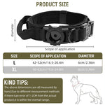 Qpets® Tactical Dog Collar with AirTag Holder, 2 in 1 AirTag Dog Collar with Handle & D Ring, Anti-lost Intergrated AirTag Holder Design Quick Release Buckle Nylon Dog Collar (Neck Size 50-63CM)
