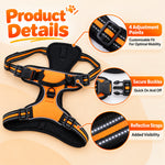 Qpets Size L Dog Harness with Adjustable Chest Fit, Reflective Strips and 1.5 m Leash