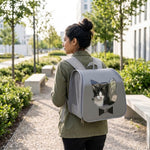 Qpets Foldable Pet Backpack Carrier with Breathable Mesh and Transparent Panels for Cats and Small Dogs