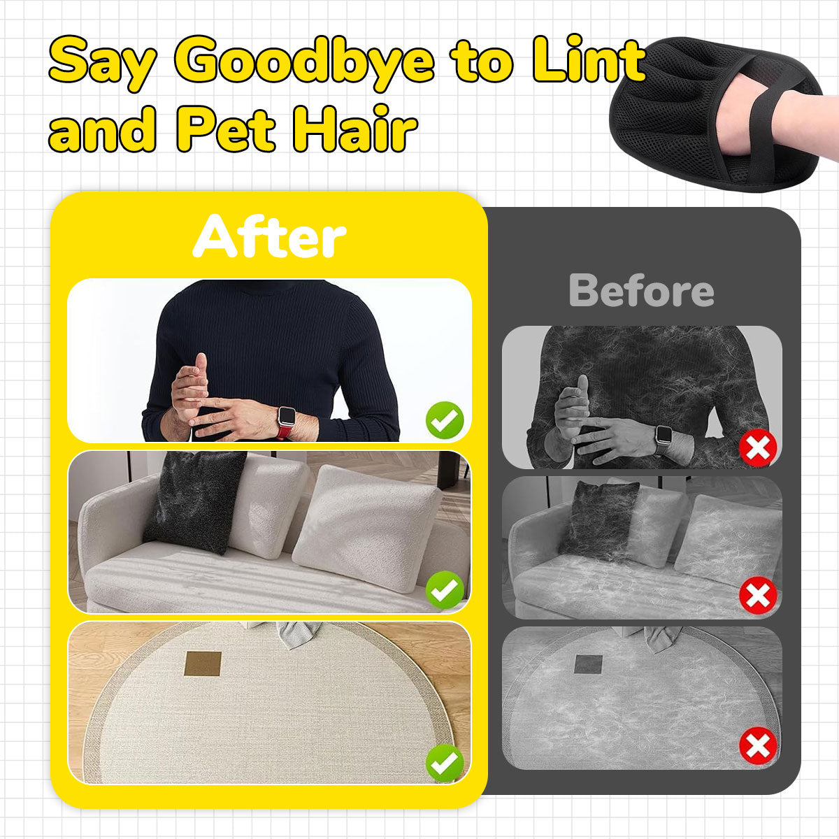 Qpets® Pet Hair Remover Gloves